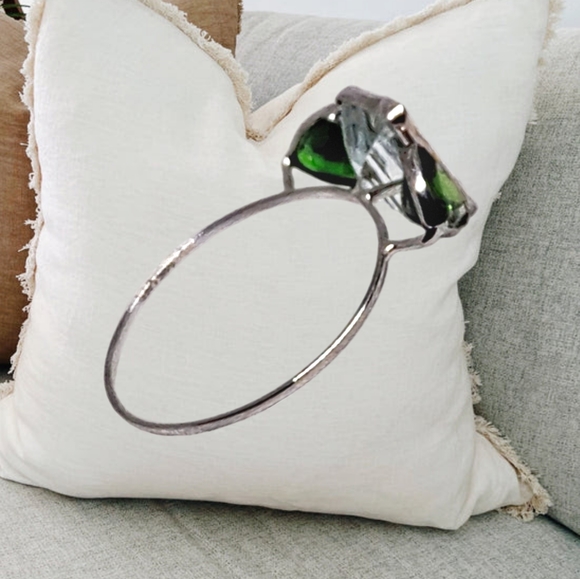 14K White Gold Ring with 2.55 CTW Aquamarine and Diopside Gemstones - Picture 7 of 8